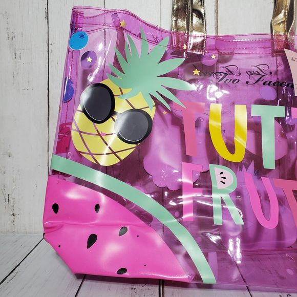Too Faced Tutti Frutti Collection Tote Bag Limited Edition Clear Vinyl Tote Bag - Picture 3 of 15